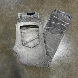 Y2K Grey and Black Moto Jeans Pants 34x32
